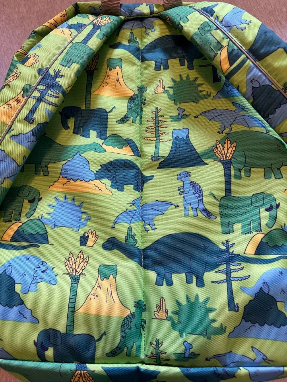 L.L. Bean Kids Dinosaur Print Small Backpack Green & Blue School Boy 16”x12”x4”